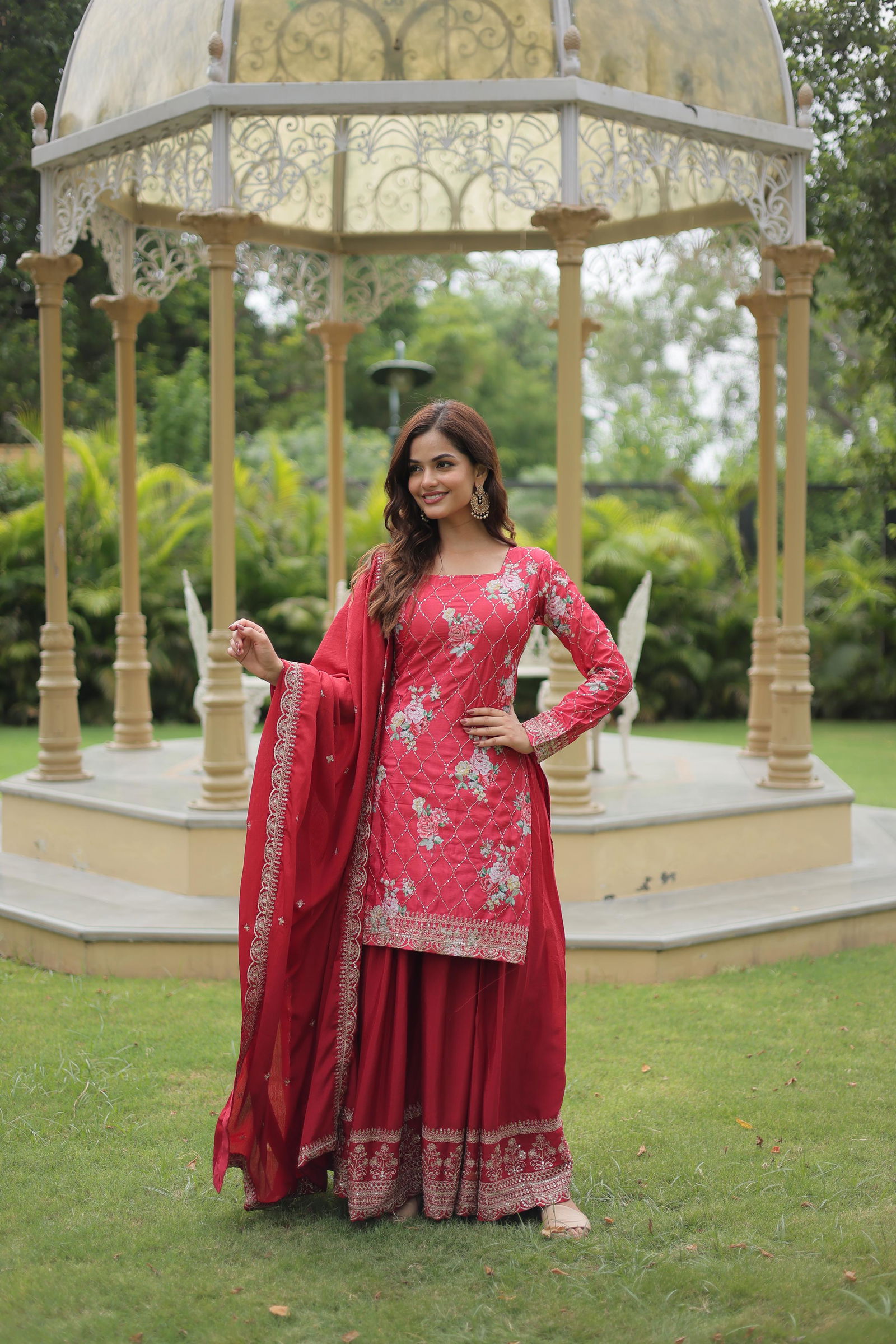 KA 1125 Chinon Printed Sharara Readymade Suits Suppliers In India